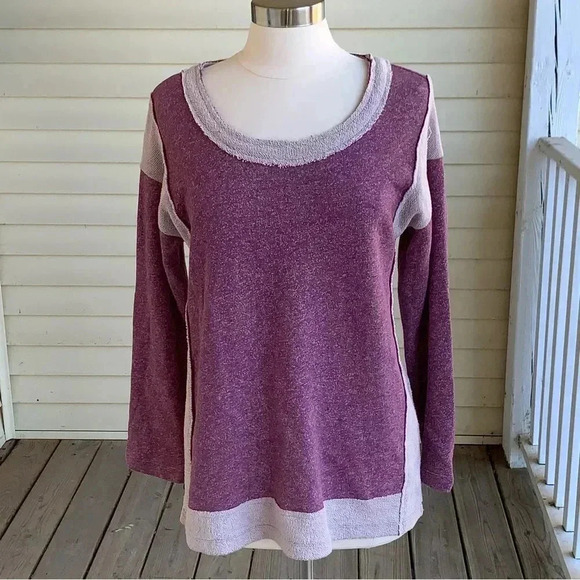 Soft Surroundings Purple Lavender Raw Hem Edge Pullover Top Small Mixed Media - Picture 1 of 8